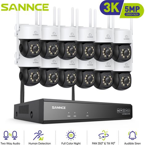 SANNCE Sistema di telecamere di sicurezza wireless 5MP 10CH con audio bidirezionale e rilevamento di persone tramite intelligenza artificiale intelligente (1/5)