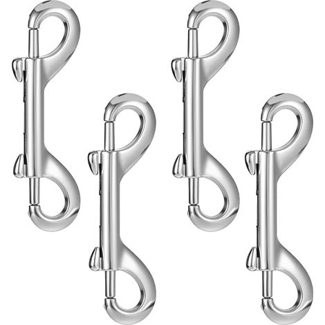 Set mit 4 silbernen Doppelkarabinern aus Zinklegierung für Seile, Ketten, Hundeleinen, Outdoor-Aktivitäten