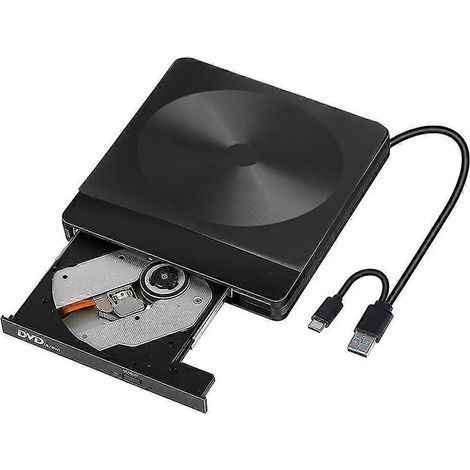 Lecteur de disque externe, lecteur CD/DVD externe USB-C 3.0 et Type-C pour MacBook, PC portable et ordinateur de bureau Windows. (1/5)