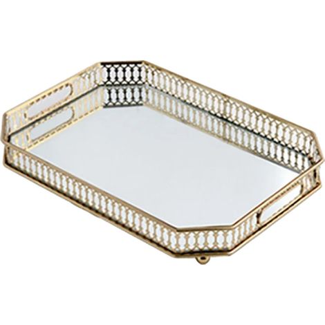 Bandeja decorativa, estilo vintage, ideal para servir y organizar, color amarillo. (1/2)