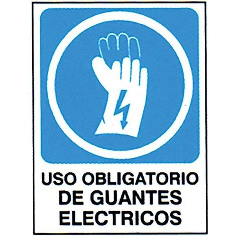 Panneau de sécurité au travail : port obligatoire de gants électriques, 40x30 cm PVC.