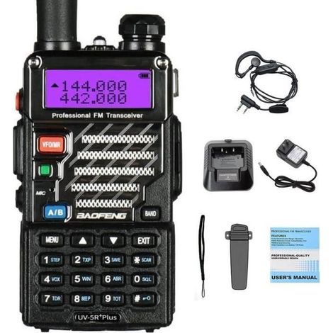 Talkie-Walkie Baofeng UV-5R Plus - Radio VHF/UHF 2 m/70 cm - Noir