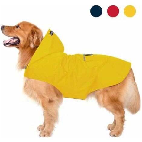 Imperméable pour Chien avec Capuchon, imperméable pour Chien 100% étanche ultraléger et aéré avec Bandes réfléchissantes pour Chiens Moyens à Grands(5XL, Jaune)