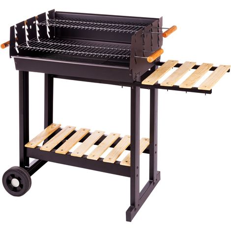 Barbacoa Carb 88X68X40Cm 2 Parrillas C/Rda Acero Madera Ldk (1/5)