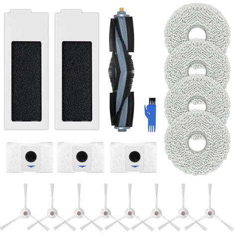 Ersatz Zubehörset für ECOVACS DEEBOT T20 Omni / T20e Omni, 1 Hauptbürste, 2 Filter,8 Seitenbürsten,4 Mopptüchern, 3 Staubbeutel, 1 Bürstenreinigungswerkzeug