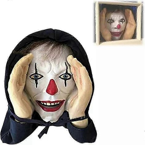 Décoration d'Halloween Clown Effrayant et Effrayant, Autocollants pour fenêtres intérieures et extérieures, visage blanc (1/5)