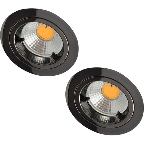 Litecraft Recessed Downlight Fire Rated Fixed Spotlight in Black Chrome - 2 Pack (1/5)