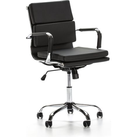 Sedia da Ufficio Fenix reclinabile Nero, Ecopelle, Sedia Executive con poggiatesta Imbottito, Altezza Regolabile, Design ergonomico