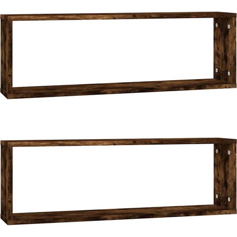 Mensole Parete  Scaffale da parete  Ripiano a Parete Cubo 2 Rovere Fumo 80x15x26,5 Legno Multistrato (1/5)