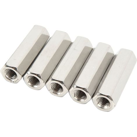 Kit de 5 écrous de raccordement hexagonaux argentés M10 en acier inoxydable anti-corrosion 6 pans pour entretien (1/5)