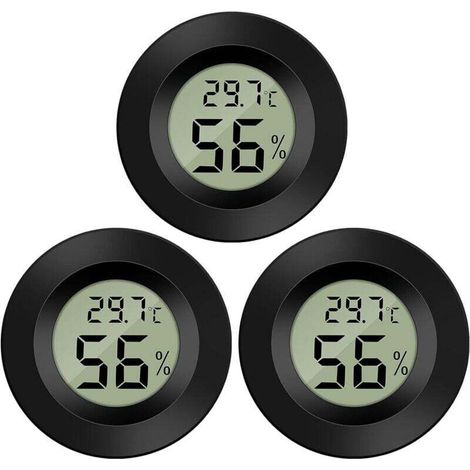 Confezione da 3 igrometri/termometri digitali LCD per umidificatori, deumidificatori, serre, cantine e camerette dei bambini. (1/4)