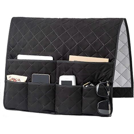 Sac de rangement pour accoudoir de canapé, sac de rangement antidérapant pour accoudoir de fauteuil inclinable, sac de rangement pour télécommande de canapé, sac de rangement pour accoudoir avec 6 poc (1/5)