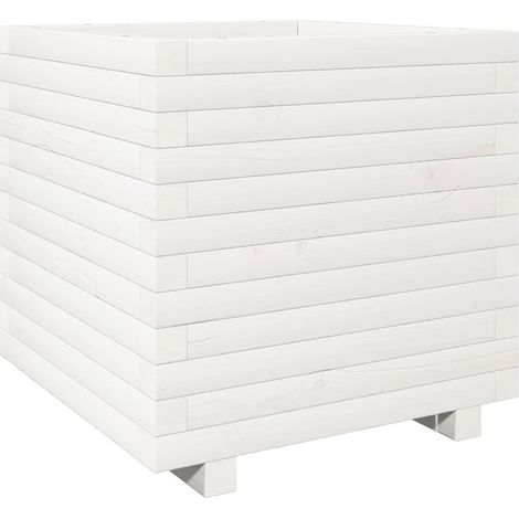 Vassoio per fioriera aiuola rialzata piante fiori terrazza giardino 50 x 50 x 49,5 cm legno di pino massiccio bianco 020037648