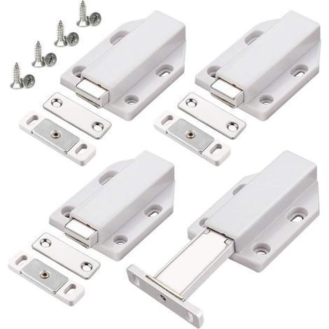 Push to Open 4 Pièces Push Open Poussoir Porte Placard Aimant Fermeture pour Armoire Tiroir Systeme Loquet Magnetique Verrou Poussoir Porte Amortisseur Pour La Porte de Placard (1/5)