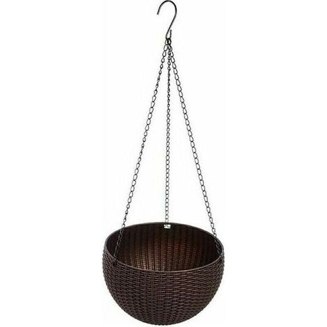 Panier à suspendre Panier à plantes Pot de fleurs à suspendre avec insert et plaque de séparation d'eau (marron)- (1/5)
