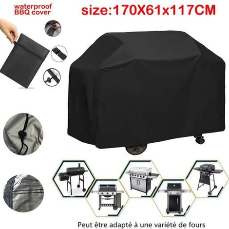 1 housse pour barbecue, étanche et anti-poussière, polyester, 170x61x117 cm, usage extérieur toute l'année (1/4)
