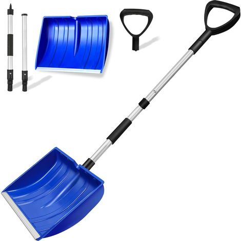 Snow shovel, aluminum handle and D-grip, ergonomic handle, portable snow removal tool, winter snow pusher, snowman shovel, aluminum edge snow shovel for garden, camping (1/5)