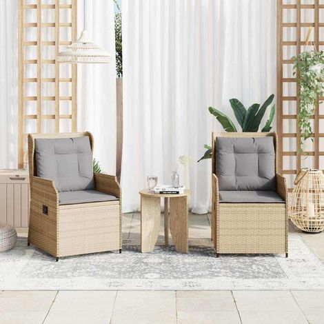 vidaXL Panchina da giardino con cuscino 2 pcs Beige Poly Rattan (1/5)