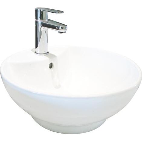 ONDEE - Tazón de fuente redonda para colocar PORTOFINO - Blanco - 43cm - Cerámica - con rebosadero
