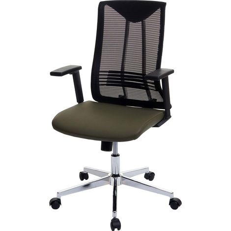 Poltrona sedia ufficio regolabile HHG-083 ergonomica design moderno ecopelle tessuto verde oliva