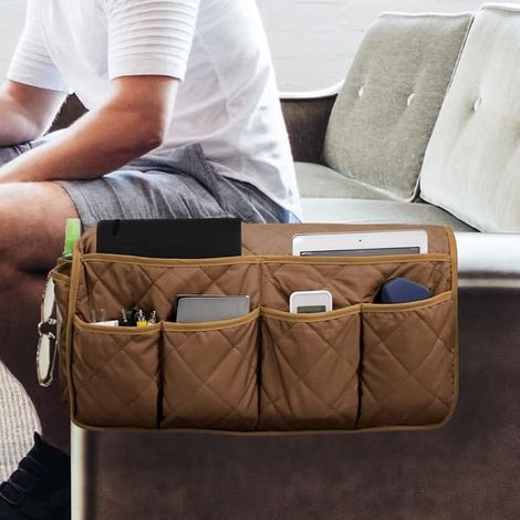 Coffre de rangement pour canapé avec 14 poches pour ranger téléphone portable, télécommande TV, magazines