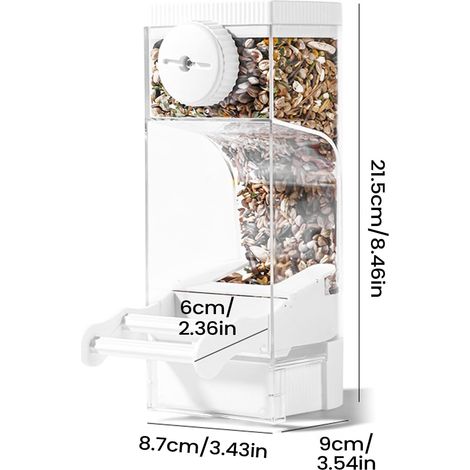 Mangeoire automatique à double support - Mangeoire transparente automatique - Distributeur de nourriture pour volières - Pinsons - Perruches moines - Maison - Jardin - Cour - Parc - Balcon (1/5)