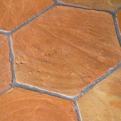 Carrelage terre cuite naturelle brute hexagonal 20 x 20 x 2 cm – Surface 0.25 m² – Finition brute pour aspect patiné