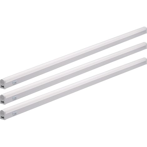 Oktaplex Lot de 3 lumières sous-armoires LED cuisine 114 cm blanc neutre 4000 K bande lumineuse sous-armoire extensible 1630 lumens 18 W avec interrupteur