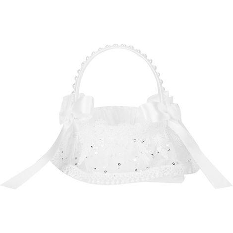 Panier à fleurs en dentelle blanche, panier romantique, contenant à bonbons, décoration de cérémonie de mariage 5707 Panier à fleurs S (1/5)