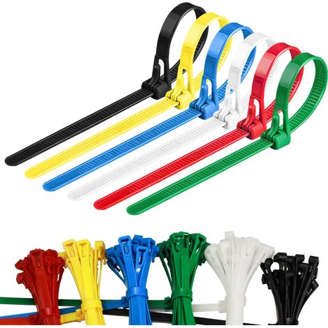 Confezione da 600 fascette riutilizzabili da 30 cm - Resistenti - Per uso esterno - Rimovibili per la gestione dei cavi - 30 cm