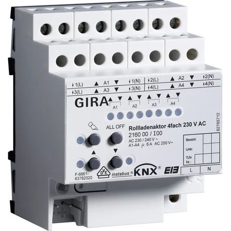 Gira Actuador persianas 4f AC 230 V Manual KNX REG [216000], 2160 00