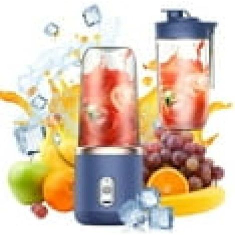 Irovami gobelet mélangeur portable, petit gobelet mélangeur pour extracteur de jus, gobelet mélangeur multifonctionnel rechargeable pour extracteur de jus, extracteur de jus électrique bleu à double r (1/5)