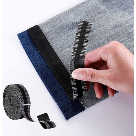 Cinta para planchar, cinta para dobladillos de cortinas, 2,5 cm x 5 metros, cinta adhesiva negra para dobladillos de pantalones.