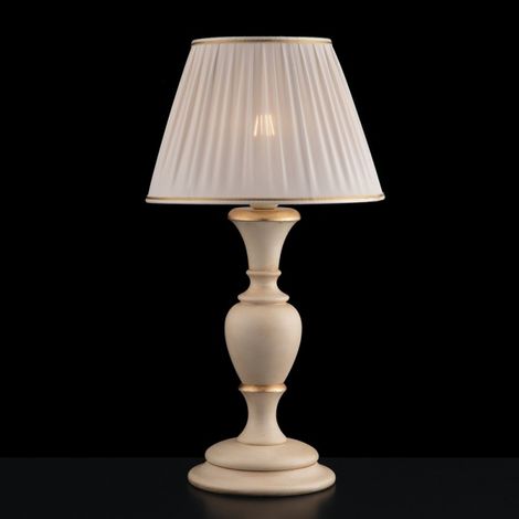 Lámpara grande en madera y pulpa de madera marfil y pan de oro 57 cm