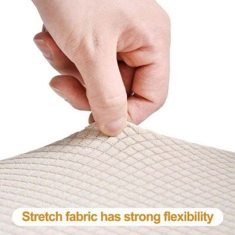 Housses de siège de chaise extensibles - - 6 pièces - Jacquard - Beige - Lavable en machine - Anti-poussière (1/4)