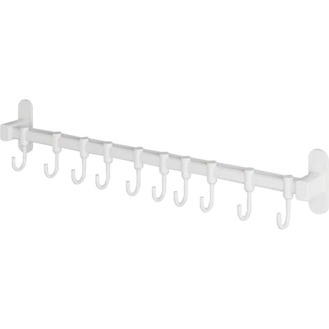 Cintre De Support De Casserole, Rail De Cuisine Mural en Aluminium, Support De Casseroles Et De Poêles, Organisateur D'ustensiles, Rail De Suspension avec Crochets(10 Hooks - 60cm) (1/5)