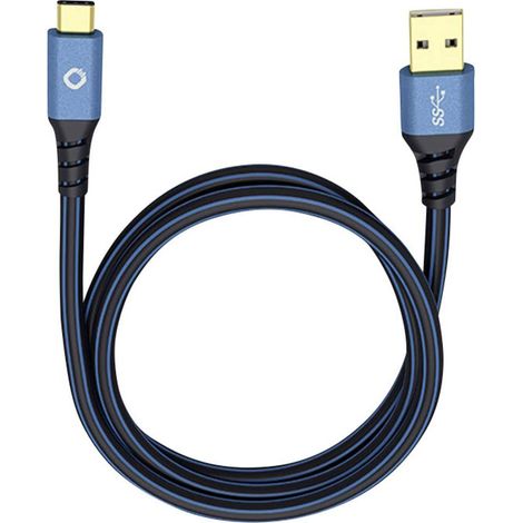 Oehlbach Câble USB USB 3.2 Gen1 USB-A mâle, USB-C® mâle 3.00 m bleu contacts dorés 9328 (1/2)
