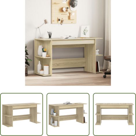Holzschreibtisch - Schreibtisch Sonoma-Eiche 140x50x75 cm Holzwerkstoff (1/5)