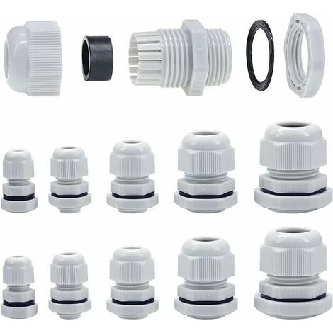 Stapelbare Kabelverschraubungen M10-M25 (10–25 mm) mit Kontermutter und Unterlegscheibe (M10-M25, 40 Stück) – LIAIKI
