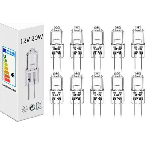 10 Ampoule G4, Halogène 12V 20W, Dimmable, Blanc Chaud 2800K, Pour Lustre Et Éclairage Cuisine (1/5)