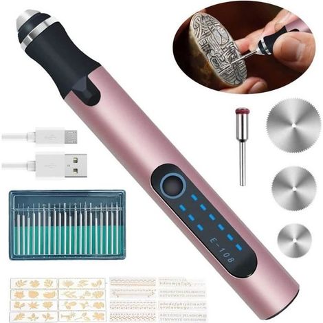 Stylo Graveur électrique,Gravure Carve Outil,Mini Stylo Graveur sans Fil,Stylo Graveur Multifonctionnel,Outil Rotatif Bricola[4] (1/4)