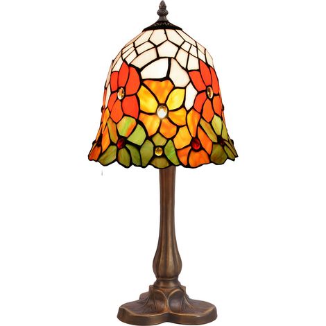 Lampe de table Tiffany base trèfle Bell série D-20cm