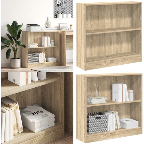 Libreria Rovere Sonoma 80x24x75 cm in Legno Multistrato - Libreria a 2 livelli - Libreria rovere sonoma