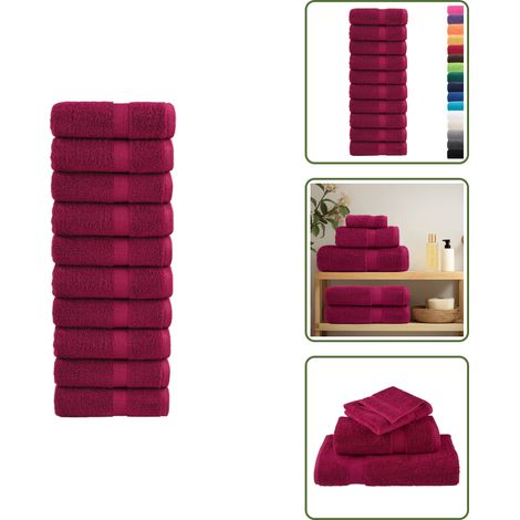 The Living Store Premium-Waschtücher SOLUND 10 Stk. Bordeaux 30x30 cm 600 g/m² - Badetücher (1/5)
