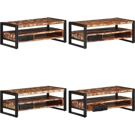 vidaXL Table basse multicolore 90x50x36 cm bois de récupération massif (1/5)