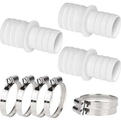 Lot de 3 raccords de tuyau/adaptateurs de tuyau de piscine Ø 32 mm vers 38 mm - Blanc (1/4)
