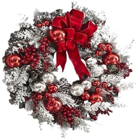 Couronne De Noël - 40 Cm - Décoration Porte Extérieure Intérieure - Non Électrique - Sans Plumes - 1 Pièce (1/4)