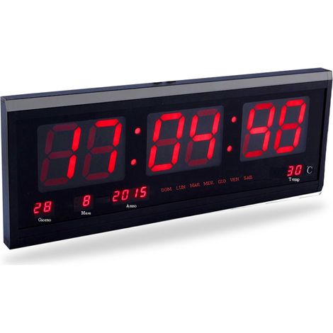 Orologio Digitale Led Parete Display LCD Grande Ufficio 47 x 23 cm JH4600 (1/5)