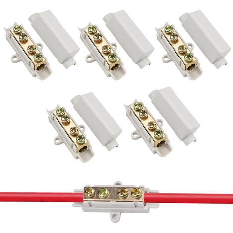 Connecteurs de Câbles Bornier en Laiton avec Double Vis, 1000 V 100 A Terminal avec Boîtier en ABS, Borne de Connexion Électrique pour Fils de 2,5 à 16 mm², Bornier de Fil Bout à Bout 5 Pièces (1/5)