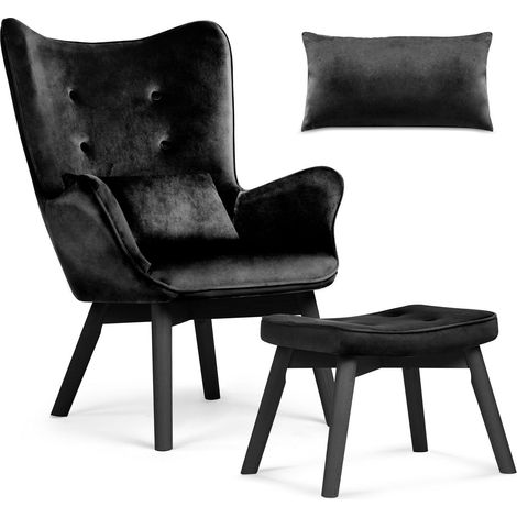 Elegante sillón con reposapiés Sofotel Norse negro (1/5)